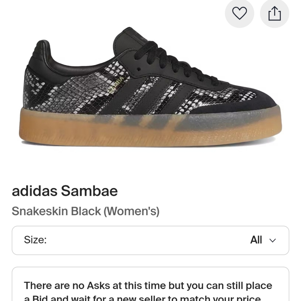 Limited Edition Adidas Sambae Black Snakeskin-Pattern Platform Sneakers